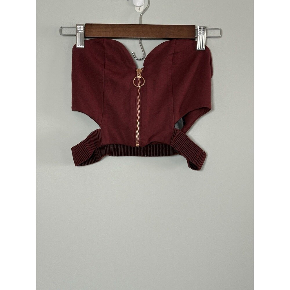 Silence and Noise Tube Top Womens Size Medium Maroon Zipper Stretch